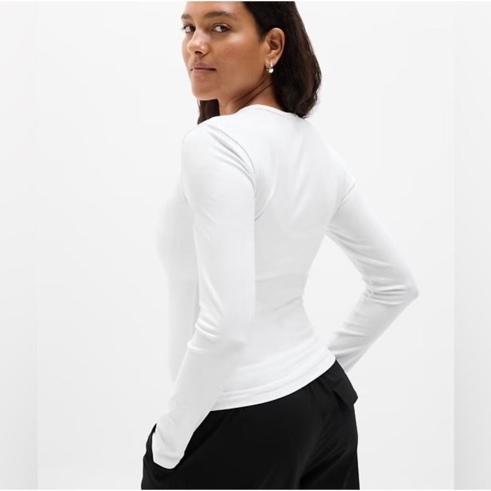 ATHLETA | *NWT* Signature Rib Crew Long Sleeve Top White Sz S